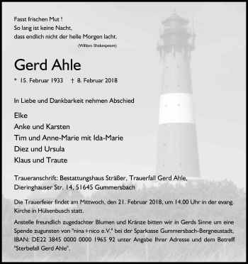 Anzeige von Gerd Ahle von Kölner Stadt-Anzeiger / Kölnische Rundschau / Express