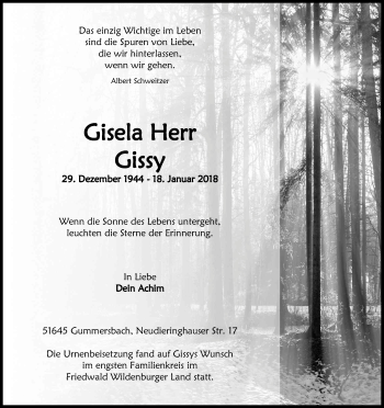 Anzeige von Gisela Herr von Kölner Stadt-Anzeiger / Kölnische Rundschau / Express