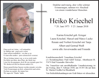Anzeige von Heiko Kriechel von  Schaufenster/Blickpunkt 