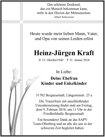 Anzeige von Heinz-Jürgen Kraft von  Anzeigen Echo 