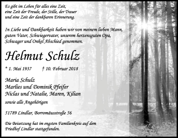 Anzeige von Helmut Schulz von Kölner Stadt-Anzeiger / Kölnische Rundschau / Express