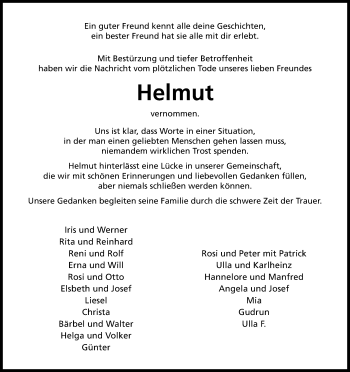 Anzeige von Helmut Schwamborn von Kölner Stadt-Anzeiger / Kölnische Rundschau / Express