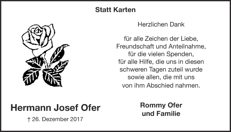  Traueranzeige für Hermann Josef Ofer vom 10.02.2018 aus  Blickpunkt Euskirchen 