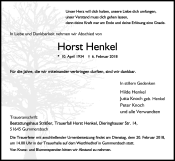 Anzeige von Horst Henkel von Kölner Stadt-Anzeiger / Kölnische Rundschau / Express