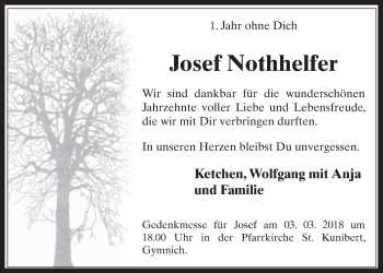 Anzeige von Josef Nothhelfer von  Werbepost 