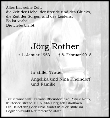 Anzeige von Jörg Rother von Kölner Stadt-Anzeiger / Kölnische Rundschau / Express