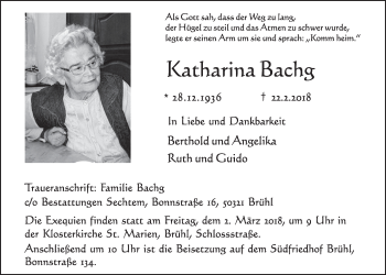 Anzeige von Katharina Bachg von  Schlossbote/Werbekurier 
