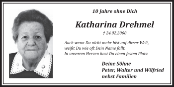 Anzeige von Katharina Drehmel von  Sonntags-Post 