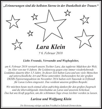 Anzeige von Lara Klein von  Werbepost 