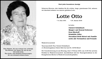 Anzeige von Lotte Otto von Kölner Stadt-Anzeiger / Kölnische Rundschau / Express