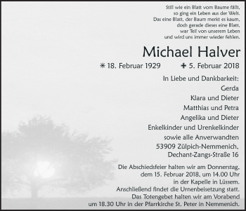 Anzeige von Michael Halver von  Blickpunkt Euskirchen 