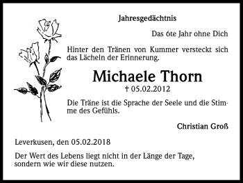 Anzeige von Michaele Thorn von Kölner Stadt-Anzeiger / Kölnische Rundschau / Express