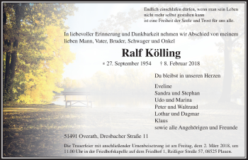 Anzeige von Ralf Kölling von  Bergisches Handelsblatt 