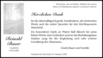 Anzeige von Reinhold Bauer von Kölner Stadt-Anzeiger / Kölnische Rundschau / Express