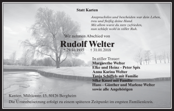 Anzeige von Rudolf Welter von  Werbepost 