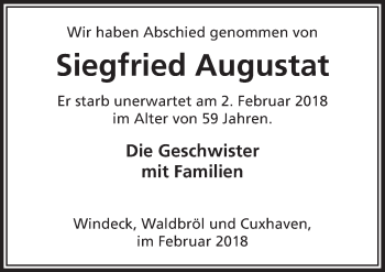 Anzeige von Siegfried Augustat von  Lokalanzeiger 
