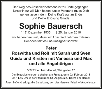 Anzeige von Sophie Bauersch von  Schaufenster/Blickpunkt 