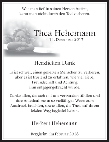 Anzeige von Thea Hehemann von  Werbepost 