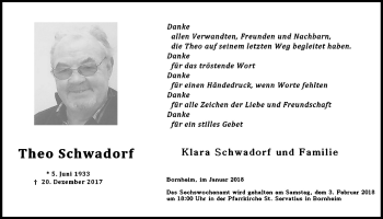 Anzeige von Theo Schwadorf von  Schaufenster/Blickpunkt 