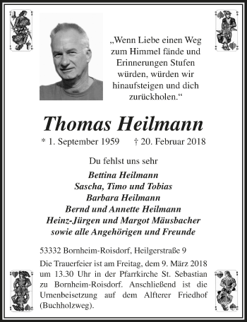 Anzeige von Thomas Heilmann von  Schaufenster/Blickpunkt 