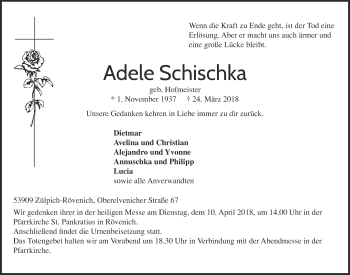 Anzeige von Adele Schischka von  Blickpunkt Euskirchen 