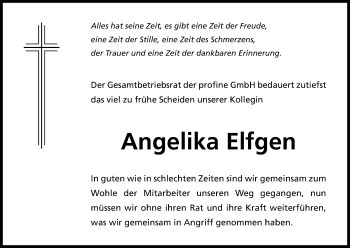 Anzeige von Angelika Elfgen von Kölner Stadt-Anzeiger / Kölnische Rundschau / Express