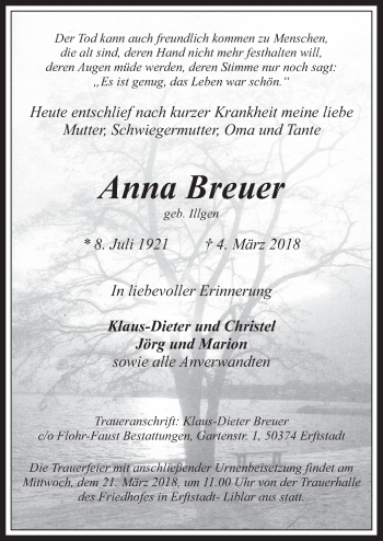 Anzeige von Anna Breuer von  Werbepost 