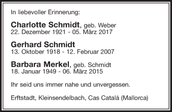 Anzeige von Barbara Merkel von  Sonntags-Post 