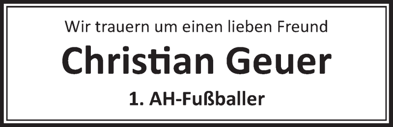  Traueranzeige für Christian Geuer vom 17.03.2018 aus  Sonntags-Post 