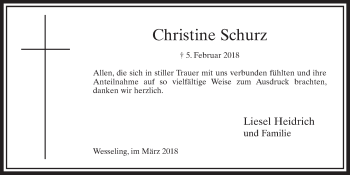 Anzeige von Christine Schurz von  Schlossbote/Werbekurier 
