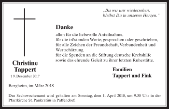 Anzeige von Christine Tappert von  Werbepost 