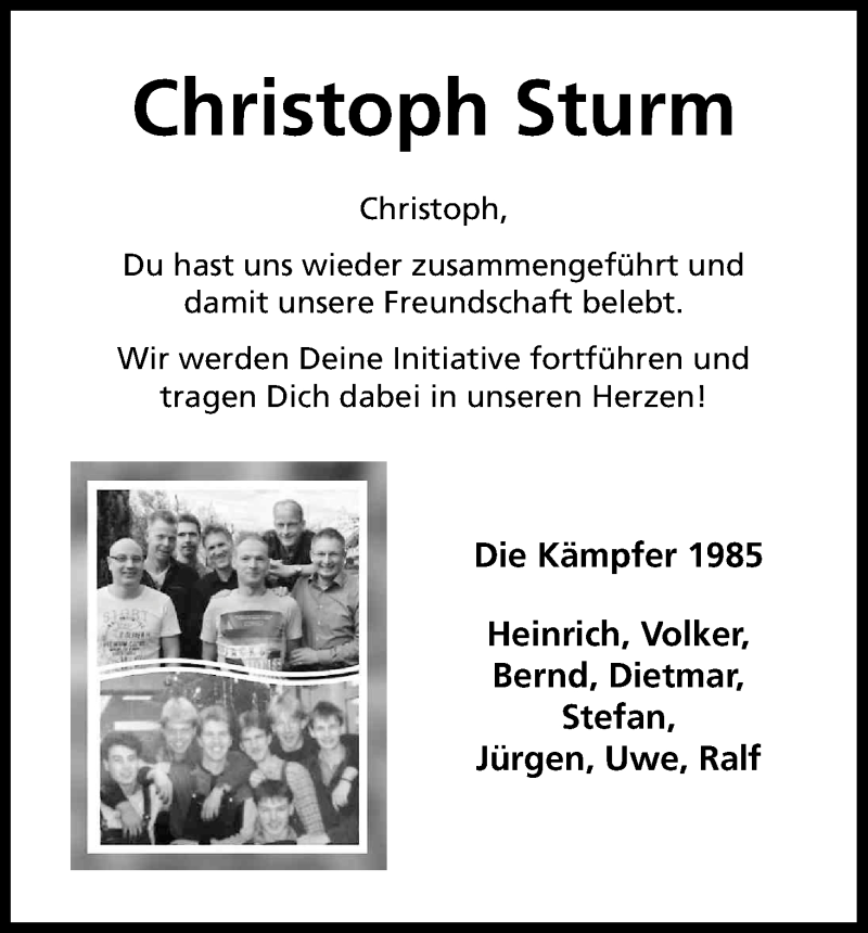  Traueranzeige für Christoph Sturm vom 26.03.2018 aus Kölner Stadt-Anzeiger / Kölnische Rundschau / Express