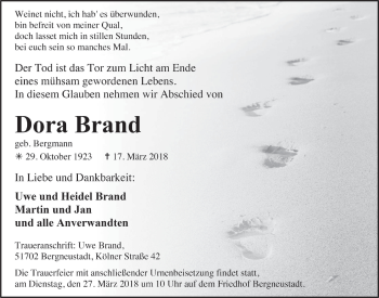 Anzeige von Dora Brand von  Anzeigen Echo 
