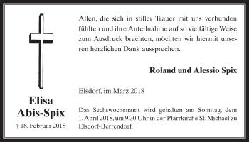 Anzeige von Elisa Abis-Spix von  Werbepost 