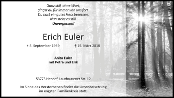 Anzeige von Erich Euler von Kölner Stadt-Anzeiger / Kölnische Rundschau / Express