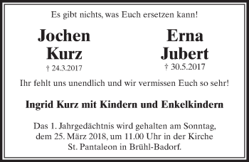 Anzeige von Erna Jubert von  Schlossbote/Werbekurier 