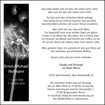 Anzeige von Ernst-Michael Hofmann von  Anzeigen Echo 