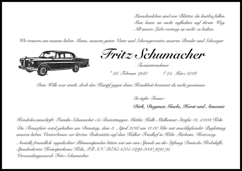 Anzeige von Fritz Schumacher von Kölner Stadt-Anzeiger / Kölnische Rundschau / Express