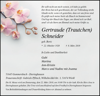 Anzeige von Gertraude Schneider von  Anzeigen Echo 