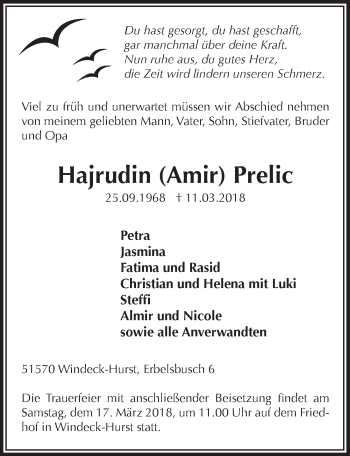 Anzeige von Hajrudin Prelic von  Lokalanzeiger 