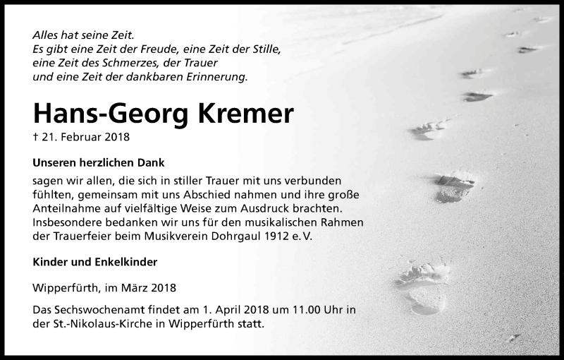  Traueranzeige für Hans-Georg + Magdalene Kremer vom 24.03.2018 aus Kölner Stadt-Anzeiger / Kölnische Rundschau / Express