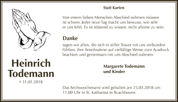 Anzeige von Heinrich Todemann von  Schaufenster/Blickpunkt 