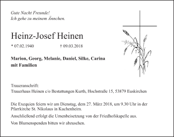 Anzeige von Heinz-Josef Heinen von  Blickpunkt Euskirchen 