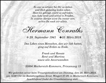 Anzeige von Hermann Conraths von  Blickpunkt Euskirchen 