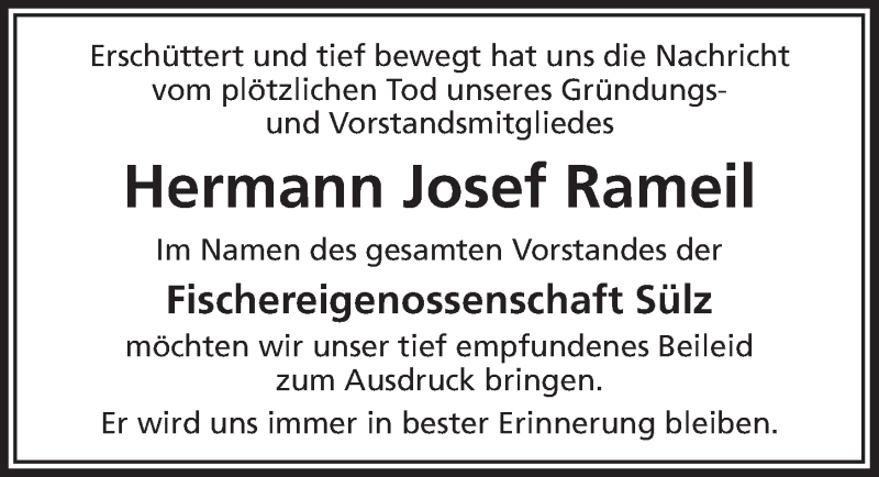  Traueranzeige für Hermann Josef Rameil vom 07.03.2018 aus  Bergisches Handelsblatt 