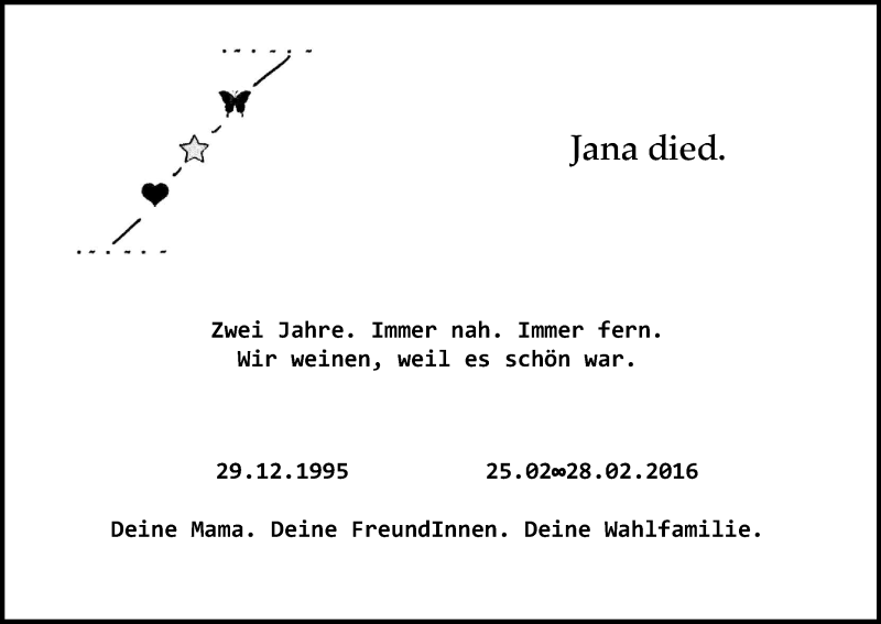  Traueranzeige für Jana Geuß vom 03.03.2018 aus Kölner Stadt-Anzeiger / Kölnische Rundschau / Express