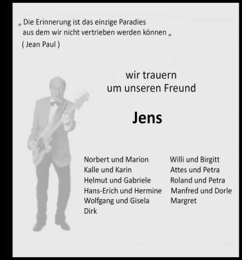 Anzeige von Jens  von Kölner Stadt-Anzeiger / Kölnische Rundschau / Express