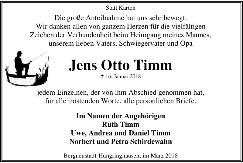  Traueranzeige für Jens Otto Timm vom 17.03.2018 aus Kölner Stadt-Anzeiger / Kölnische Rundschau / Express