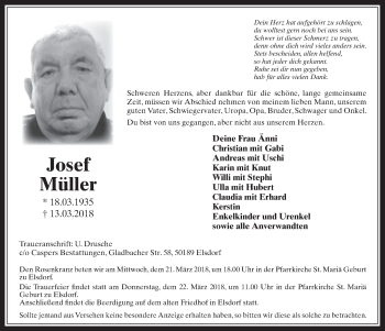 Anzeige von Josef Müller von  Werbepost 