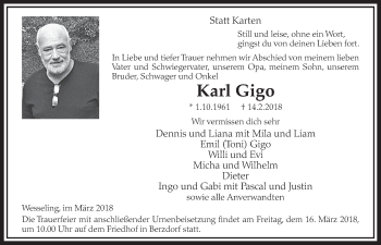 Anzeige von Karl Gigo von  Schlossbote/Werbekurier 